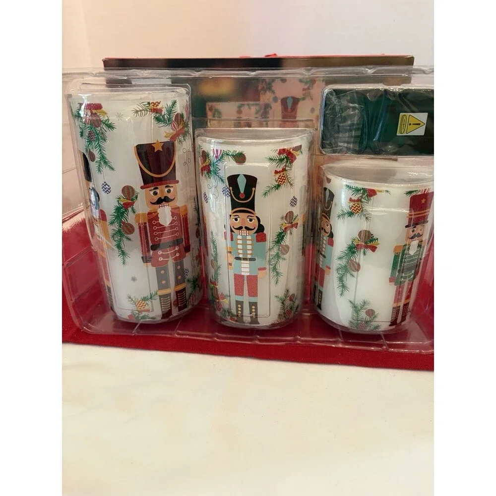 Christmas Nutcracker Flameless LED Wax Pillar Candles With Remote Control